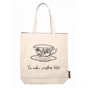 tea makes everything better 100% cotton tote hunter and the fox