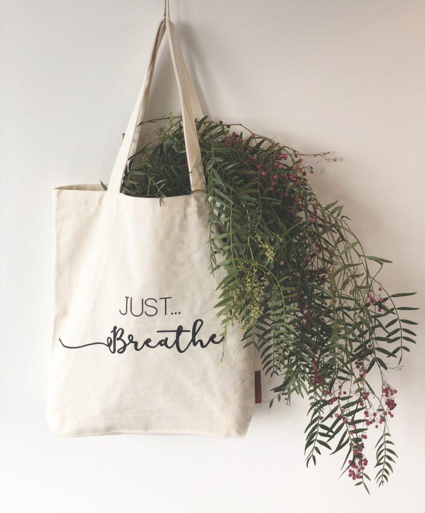 just breathe tote bag hunter and the fox australia