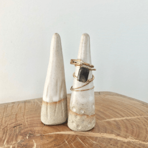 Handmade ceramic mountain ring cones - Spots