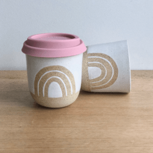 Handmade ceramic Rainbow keep cup